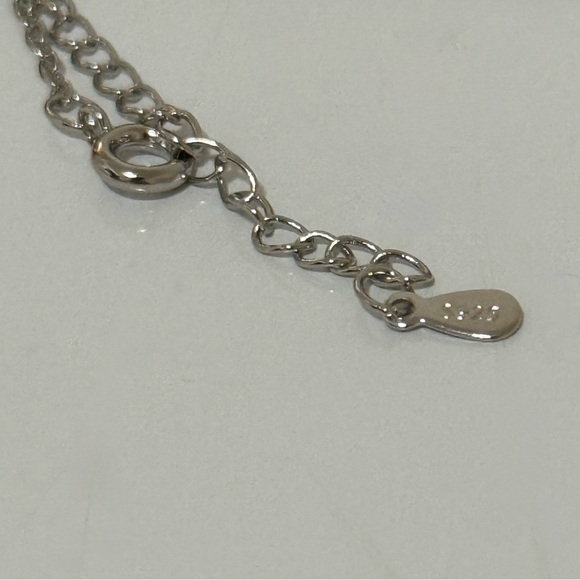 925 Sterling Silver Cubic Zircon Initial Letter S Pendant Necklace - Picture 10 of 11